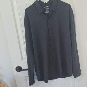 01.ALGO Men's Long-Sleeve Button-Up Dress Shirt - Minimalist Collar